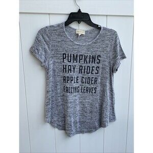 Enough About Me Women’s Gray Knit Top Size Medium Fall Pumpkins Halloween